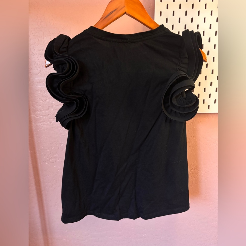 Black Ruffle Sleeve Top - Picture 3 of 3